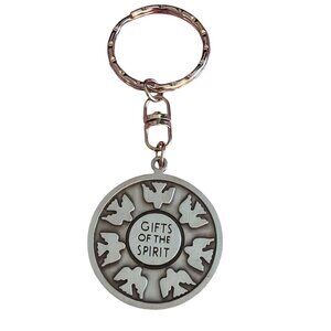 Gifts Of The Spirit Metal Keychain Doves Engraved Virtues Confirmation Gift NWOT